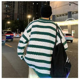 AIDASE  -  Round neck casual and fashionable knit sweater trendy and popular winter pullover for men loose fit long sleeves striped tr aidase-shop