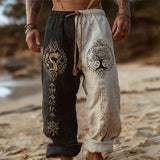 AIDASE  -  Fall Daily Casual Pants Mens Vintage Pattern Printing Loose Straight Pants Leisure Breathable Drawstring Men Trousers Plus Size aidase-shop