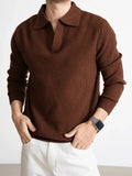 AIDASE  -  Solid Color Knitted Polo Shirts Men 2026 Spring Autumn Daily Casual Long Sleeve Slim Jumper Tops Mens Fashion Polo Sweater aidase-shop
