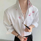 AIDASE  -  Spring/Summer Personalized Printed White Shirt Loose Turn-down Collar Single Breast Male Tops Casual aidase-shop