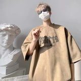 26.2Aidase American High Street Hip-hop Men and Women Trendy and Personalized Printed Round Neck Short Sleeved Loose Vintage Casual T-shirt aidase-shop