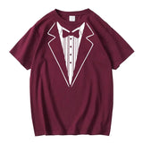 AIDASE  -  Summer New Men's Short Sleeved Personalized Tie Printed T-shirt Round Neck Business Casual Male Top aidase-shop