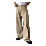AIDASE  -  Spring Autumn Men Business Casual Suit Pants Genderless Retro Comfort Outdoor Solid Color Loose High Waist Dress Pants Men aidase-shop