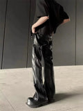 AIDASE  -  American Retro High-End PU Leather Casual Pants Men's Niche Design Loose Wide Leg Versatile Long Trousers aidase-shop