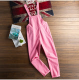 AIDASE  -  Men Pink Bib Overalls Casual Adjustable Suspenders Jumpsuits Y2K Loose Straight Pants aidase-shop