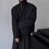 AIDASE  -  Dark Minimalist Short Cotton Padded Jacket Japanese Winter Men Niche Loose Stand Collar Parkas Yamamoto Light Thin Haughty Coats aidase-shop