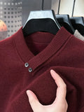 Aidase Men's Woolen Sweater V-neck Pullover Thickened  Solid Color Business Casual Sweater Winter Knitted Bottoming aidase-shop
