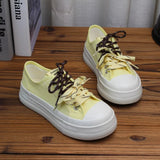 AIDASE  -  Hot Sale Women Thick Sole Canvas Shoes Vintage Fashion Students Breathable Lace-Up Sneakers Platform Black Sports Shoes aidase-shop