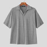 AIDASE  -  Men Shirt Solid Color Lapel Short Sleeve Loose Men Clothing Summer Streetwear 2025 Korean Style Fashion Casual Male Tops aidase-shop