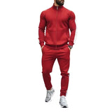 AIDASE  -  Spring Autumn Men's 2-Piece Set Color Blocking Zipper Stand Collar Casual Sports Jacket Sweatshirt Trousers Suit aidase-shop