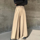 AIDASE  -  Men Wide Leg Pants Solid Color Button Joggers Loose Casual Irregular Trousers Men Streetwear Fashion Long Pants aidase-shop