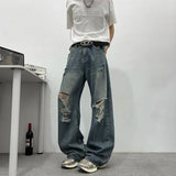 AIDASE  -  Summer New Ripped Men's Jeans 2025 Fashion Niche Design Straight-leg Loose Men Denim Pants High Street Menswear 21E6703 aidase-shop