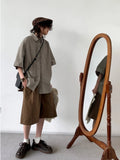 AIDASE  -  Retro ey Brown ort Sve irt ex Summer Loose Fit College Sle Coat Jaet for Men And Women aidase-shop
