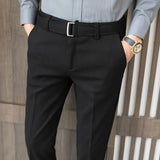AIDASE  -  Men's Milled Pants, Autumn and Winter Thickened Solid Color Business Casual with Belt Pants aidase-shop