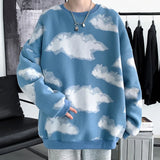 Aidase Autumn and Winter New Korean Round Neck Pullovers Streetwear Casual Unisex Tops Hybskr Harajuku Cloud Men Oversized Sweatshirts aidase-shop