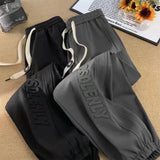 AIDASE  -  Autumn and Winter Casual Pants Heavy duty Double sided Cotton Athletic Pants Trendy Brand Letter Steel Printed Legged Pants aidase-shop