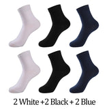 AIDASE  -  6 Pairs Men's 100% Cotton Socks Black White Gray Business Men Tube Socks Soft Breathable Spring Summer for Male Socks Plus Size aidase-shop