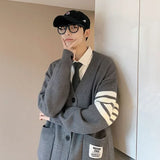 Aidase Knitted Sweaters for Men Cardigan Coat Jacket Man Clothes with Pockets Black Striped Icon Korean Autumn Sweatshirts Street S X A aidase-shop