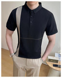 AIDASE  -  New Men's Stretchable Business Casual Polo Shirt, Fashion Slim Fit Short Sleeve T-Shirt, Available in Plus Sizes M-5XL. aidase-shop