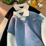Aidase Sweatshirts Men Preppy Fashion Youthful Autumn Winter Warm Turn-down Collar Fake Two Pieces Korean Style Teenagers Popular Soft aidase-shop