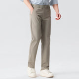 AIDASE  -  Summer New Fashion Men Solid Color Simple Basic Casual Trendy Daily Straight Silk Trousers American European Male Pants Clothes aidase-shop