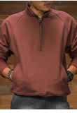 AIDASE  -  American Retro Half Zipper Lapel Hoodie Men's New Velvet Pullover Sweatshirts Autumn Winter Raglan Sleeve Amikage Tough Coats aidase-shop
