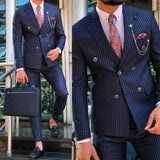AIDASE  -  Formal Men's Suit 2 Pieces Blazer Pants Bow Collar Double Breasted Buckle  Work Wear Modern Wedding Customized Size Color