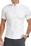 AIDASE  -  Men's Zip Mock Neck T-Shirt Short Sleeve Quick Dry Slim Fit Workout Gym Running Athletic Tee aidase-shop