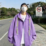 Aidase Men Hoodies Harajuku High Street Hooded Sweatshirts Y2K Streetwear Hip Hop Gothic Zip Up Loose Jacket Coats Pullover Tops aidase-shop