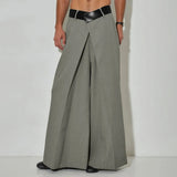 AIDASE  -  Men Wide Leg Pants Patchwork Pleated Joggers Loose Casual Trousers Men Streetwear Fashion Leisure Male Long Pants S-5XL aidase-shop