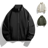 AIDASE  -  Thin Stand Collar Workwear Jacket Men New Spring Autumn Men's Solid Color Coat Zipper Fashion Windproof Bomber Jackets Man aidase-shop