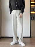 AIDASE  -  Summer Straight Pants Korean Fashion Casual Trousers Lightweight Breathable Semi-Wide Slacks Drape Suit Street Pants Male aidase-shop