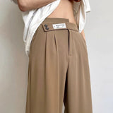 Aidase Suit Pants For Men Fashionable And Elegant Loose Straight Casual Pants British Style Solid Color High-Waisted Wide-Leg Pants aidase-shop