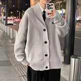 AIDASE  -  Fall Winter V-Neck Knitted Sweater Cardigan Men's Solid Color Casual Style Lazy Fashion Outerwear Comfortable Soft Material aidase-shop