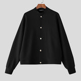 AIDASE  -  Men Jackets Solid Color Stand Collar Long Sleeve Button Men Coats Streetwear Loose Korean Style Fashion Casual Outerwear aidase-shop