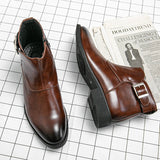 AIDASE  -  Men Fashion Chelsea Boots PU Side Buckle Anti slip Wear Resistant Boots Business Office Dress Boots Gentleman Social Men Boots aidase-shop