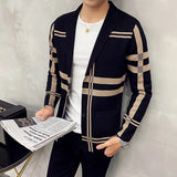 Aidase Men's Knitted Sweater Jacket Men Fashion High Quality Brand Slim Striped Long Sleeve Suit Collar Cardigan Wool Jacket Coat aidase-shop