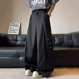 AIDASE  -  Niche Design Male Trousers Contrast Color Button Patchwork Stitching Draped Design Casual Wide-Leg Pants Fashion 21E6857 aidase-shop
