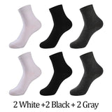 AIDASE  -  6 Pairs Men's 100% Cotton Socks Black White Gray Business Men Tube Socks Soft Breathable Spring Summer for Male Socks Plus Size aidase-shop