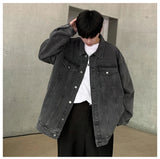 AIDASE  -  Korean Style Casual Men's Denim Jacket Turndown Collar Button Long Sleeve Spring Fall Casual Coat Couple College aidase-shop