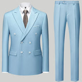 Aidase  Fashion New Men's Casual Boutique Double Breasted Suit Trousers / Man's Business Suit Jacket Blazers Coat Pants 2 Pcs Set aidase-shop