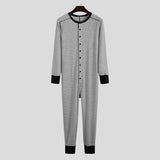 AIDASE  -  Men's Striped Pajamas O-Neck Long Sleeve Romper Home Wear Cozy Leisure Sleepwear S-3XL aidase-shop