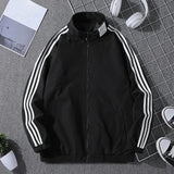 AIDASE  -  Spring Autumn Outdoor Men's Jacket Thin Stand Collar Casual Loose Fit Sportswear Korean Style Youth Slim Three Bars aidase-shop