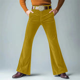 AIDASE  -  Vintage Men Velvet Flared Pants Retro 70s Disco Style High Waist Bell Bottom Trousers Casual Party Stage Performance Pants S-3XL aidase-shop