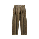 AIDASE  -  Thiened Heavyweight Corduroy Men's Casual Pants Loose Drapey Straight Leg Trousers Japanese Sle High Waist Zipper Closure aidase-shop