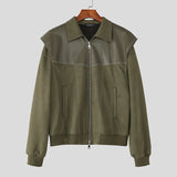 AIDASE  -  Men Jackets Patchwork Lapel Long Sleeve Zipper Fashion Male Coats Streetwear Fashion Casual Male Jackets Outerwear S-5XL aidase-shop