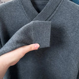 Aidase Men's Woolen Sweater V-neck Pullover Thickened  Solid Color Business Casual Sweater Winter Knitted Bottoming aidase-shop