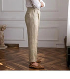 Aidase 100% Linen Italian Naples Pants Men High Waist Straight  Suit Trousers Spring Summer Fashion Lightweight Breathable Casual Pants aidase-shop