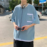 AIDASE  -  Summer Casual Loose Men's T-shirt Short Sleeve round Neck Pocket Design Fashionable Half Sleeve Base Shirt Couple's Top aidase-shop