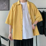 Aidase Half Sleeve Shirts Men Clothing All-match Ulzzang Fashion Students Handsome Summer Thin Casual Simply Baggy Hemden Pure Color aidase-shop